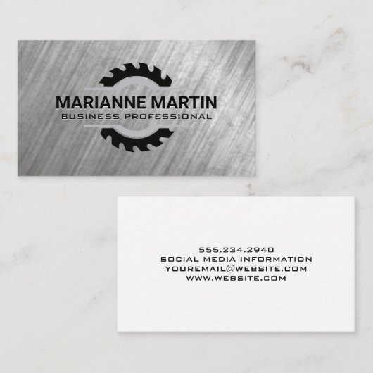 Metal Aluminium Silver | Saw Blade Visitekaartje (Voorkant / Achterkant)