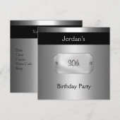 Metal Black Silver 30th Birthday Party 3 Kaart (Voorkant / Achterkant)