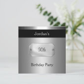 Metal Black Silver 30th Birthday Party 3 Kaart (Staand voorkant)