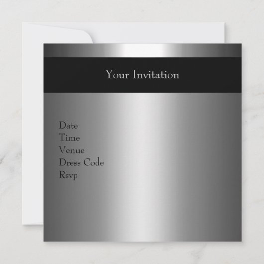 Metal Black Silver 30th Birthday Party 3 Kaart (Achterkant)