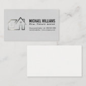 Metal Brushed Real Estate Home Logo Visitekaartje (Voorkant / Achterkant)