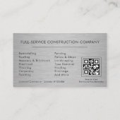 Metal Building Construction Black Silver QR Code Visitekaartje (Achterkant)