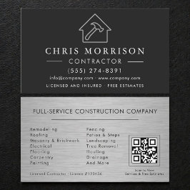 Metal Building Construction Black Silver QR Code Visitekaartje