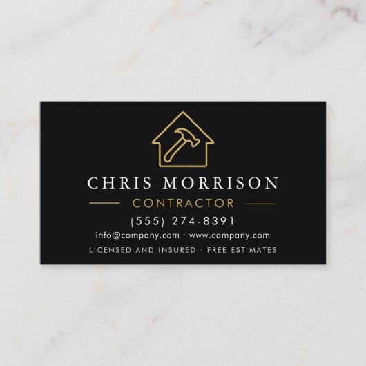 Metal Building Construction QR Code Black Gold Visitekaartje (Voorkant)