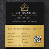 Metal Building Construction QR Code Black Gold Visitekaartje