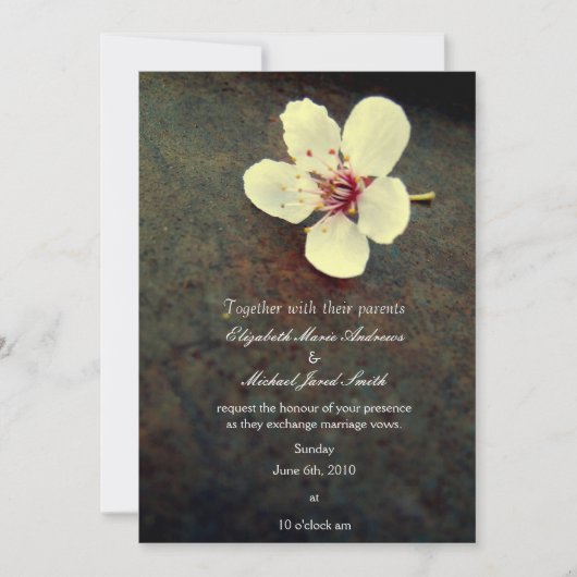 Metal Cherry Blossom Wedding Invitation Kaart (Voorkant)