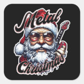 Metal Christmas Rocker Santa Guitar Head Vierkante Sticker (Voorkant)