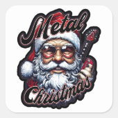 Metal Christmas Rocker Santa Head Sticker (Voorkant)