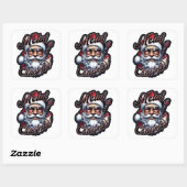 Metal Christmas Rocker Santa Head Sticker (Vel)