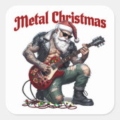 Metal Christmas Tattooed Santa Playing Guitar Vierkante Sticker (Voorkant)