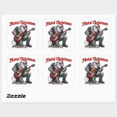 Metal Christmas Tattooed Santa Playing Guitar Vierkante Sticker (Vel)