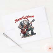 Metal Christmas Tattooed Santa Playing Guitar Vierkante Sticker (Envelop)
