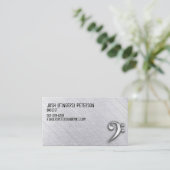 Metal Chrome Bass Clef Bassist Visitekaartje (Staand voorkant)