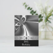 Metal Chrome Black White Style Silver 30th Kaart (Staand voorkant)