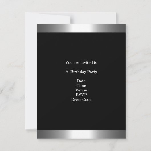 Metal Chrome Black White Style Silver 30th Kaart (Achterkant)