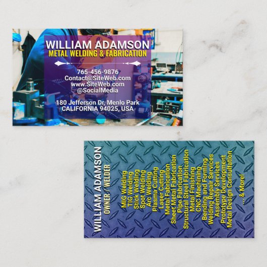 (Metal Contractor Services) Fabrication & Welding Visitekaartje (Voorkant / Achterkant)