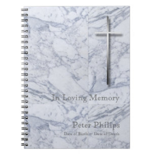 Metal Cross Marble 1 Funeral Memorial Guest Book Notitieboek