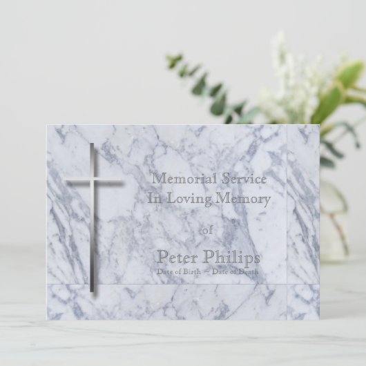 Metal Cross Marble 1 Uitvaart Aankondiging (Staand voorkant)