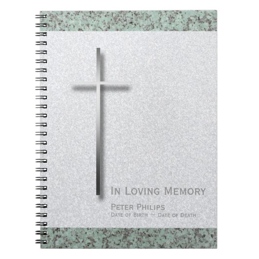 Metal Cross Stone 1 Funeral Memorial Sp Guest Book Notitieboek (Voorkant)