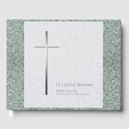 Metal Cross Stone 2 Funeral Memorial Gastboek Gastenboek (Voorkant)