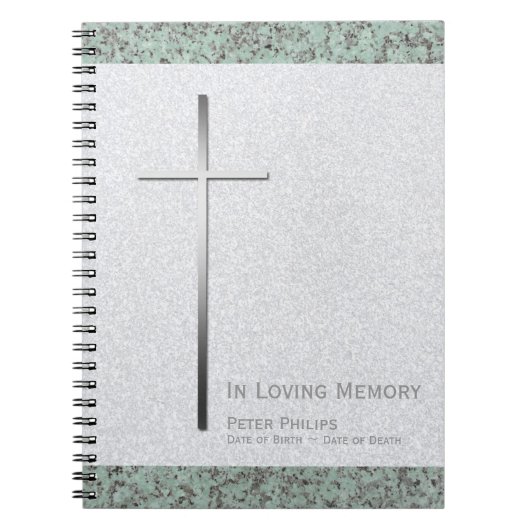 Metal Cross Stone 2 Funeral Memorial S Guest Book Notitieboek (Voorkant)