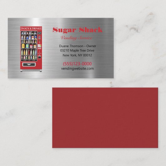 Metal Design Food Snack Vendor Vending Service Visitekaartje (Voorkant / Achterkant)