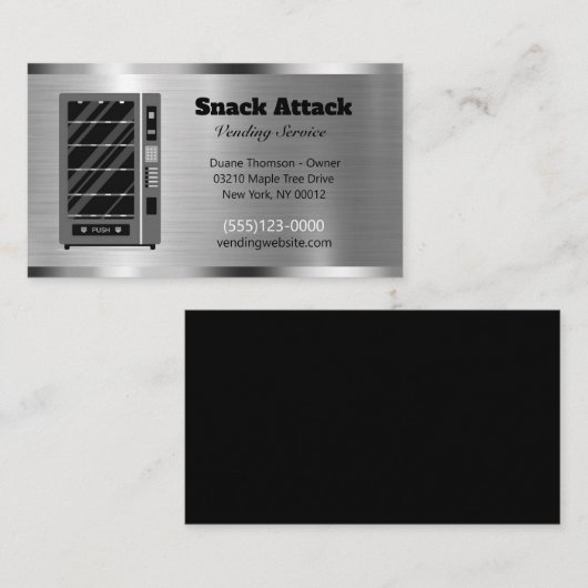 Metal Design Food Snack Vendor Vending Service Visitekaartje (Voorkant / Achterkant)