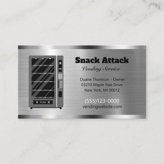 Metal Design Food Snack Vendor Vending Service Visitekaartje (Voorkant)