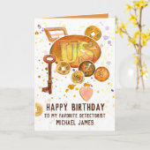 Metal Detecting Happy Birthday Custom Name Kaart (Gele Bloem)
