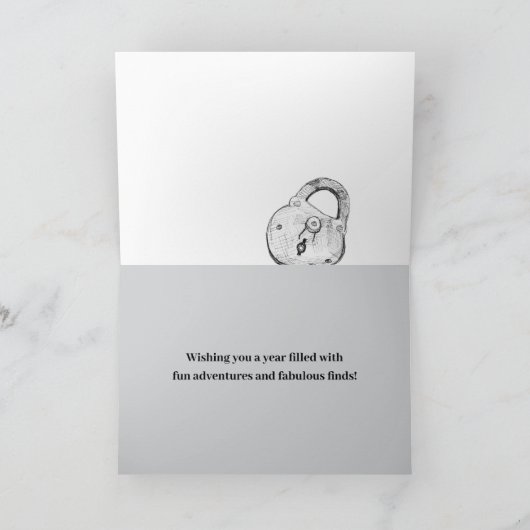 Metal Detecting Happy Birthday Relics Lock Key Kaart (Binnen)