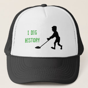 Metal Detector Dig History Silhouette Trucker Pet
