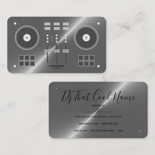 Metal Faux Pro-DJ-controller Visitekaartje (Voorkant / Achterkant)
