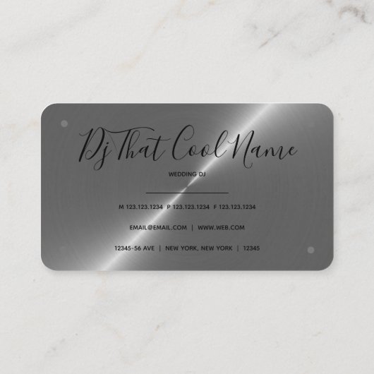 Metal Faux Pro-DJ-controller Visitekaartje (Achterkant)