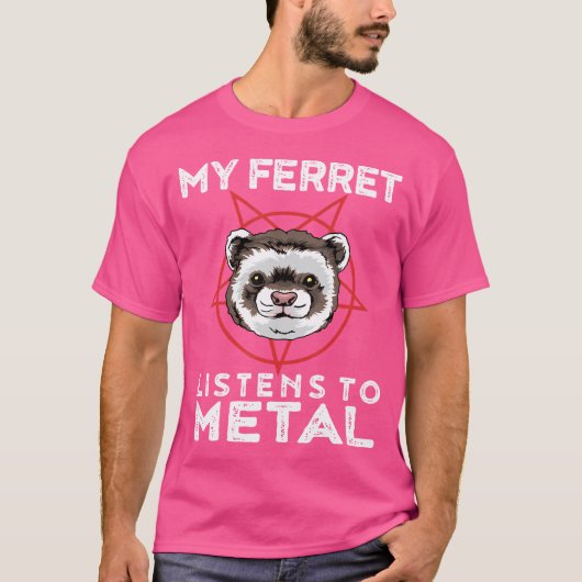 Metal Ferret Funny Gothic en Heavy Metal Animal S T-shirt (Voorkant)