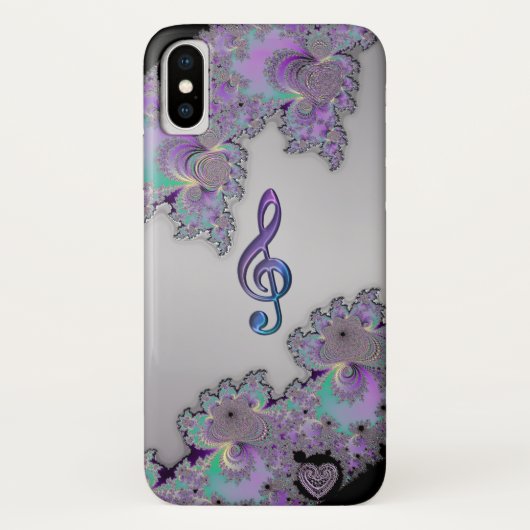 Metal Fractale Muzieksleutel iPhone Hoesje (Achterkant)