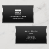 Metal Framed Elegant Monogram Professional Donker Visitekaartje (Voorkant / Achterkant)