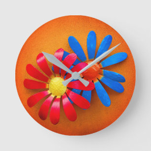 Metal Garden Flowers Ronde Klok