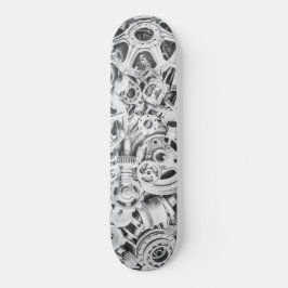 Metal Gears Black White Photography Skateboard