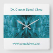 Metal Glow Blue Teeth Tandheelkundige kliniek Tand Vierkante Klok (Voorkant)