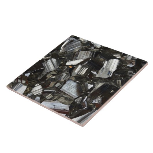 Metal Gray Shiny Quartz Crystals Tegeltje (Zijkant)