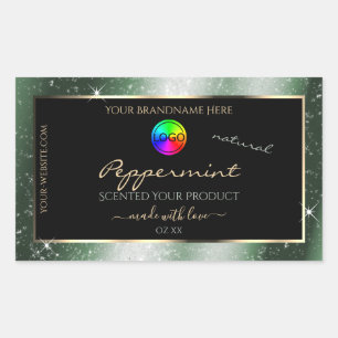 Metal Green Glitter Lijst Productlabel met Logo Rechthoekige Sticker