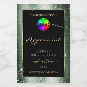Metal Green Glitter Lijst Productlabel met Logo Voedselcontainer Etiket