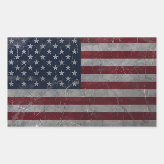 Metal Grunge Amerikaanse vlag Rechthoekige Sticker (Voorkant)
