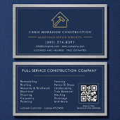Metal Handyman Navy Blue Gold QR Code  Visitekaartje