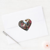 Metal Hearts en roze bloemen Steampunk Hart Sticker (Envelop)