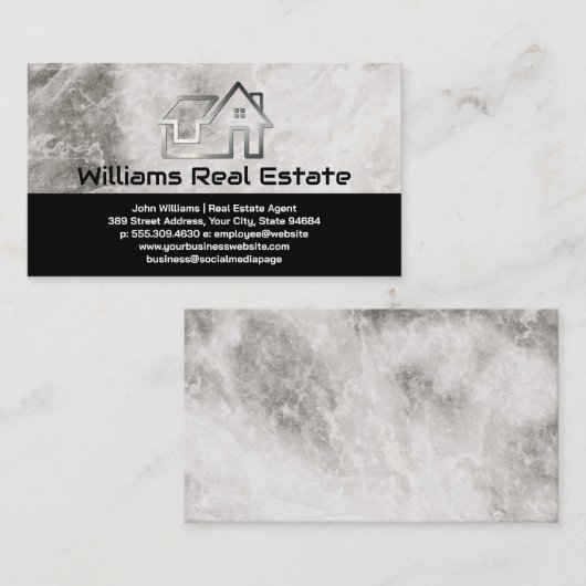 Metal House Logo | Onroerend goed | Marmer Visitekaartje (Voorkant / Achterkant)