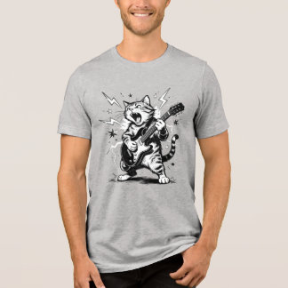 Metal Kat die Elektrische Gitaar Verscheurt Tri-Blend Shirt