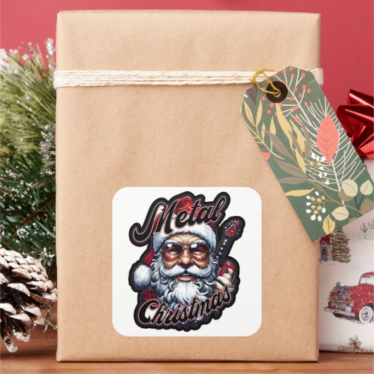 Metal Kerstman Rocker Santa Hoofd Sticker (Feestdagen)