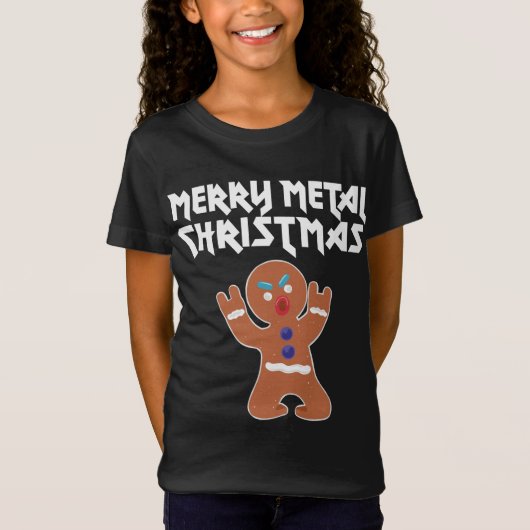 Metal Kerstmis grappig Metal Gingerbrood Man T-shirt (Voorkant)