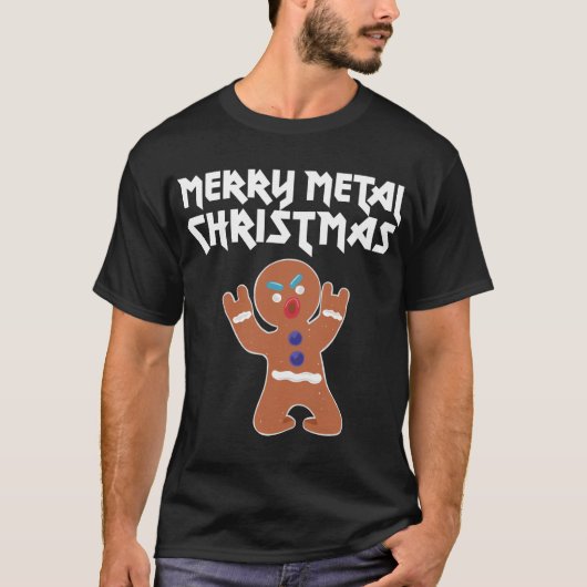Metal Kerstmis grappig Metal Gingerbrood Man T-shirt (Voorkant)